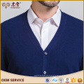 Merino lã V-colar cardigan suéter azul marinho para homem malha masculina